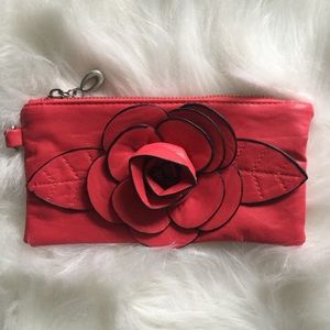 Sweet leather rose wristlet with key ring feature